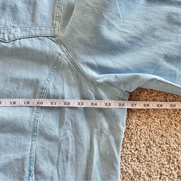 C.D. Daniels Denim Shirt Women’s 1X Blue Zip Up Rhinestone Pockets VTG Cottage - Picture 14 of 16